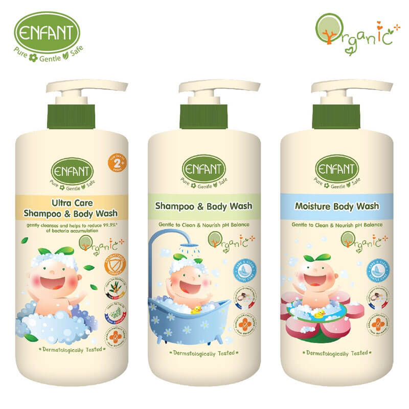 เจลอาบน้ำและสระผม อองฟองต์ สูตรอ่อนโยน 2in1 Organic Plus 300ml. Enfant	 		 		